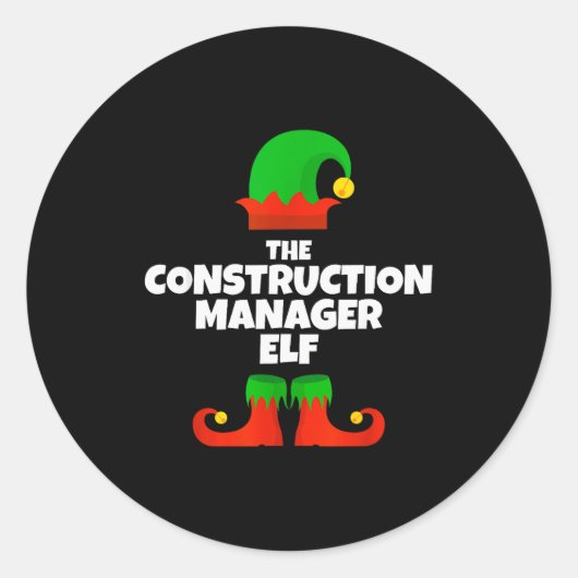 Sticker Rond I'm The Construction Manager Elf Family Pajama Chr (Devant)