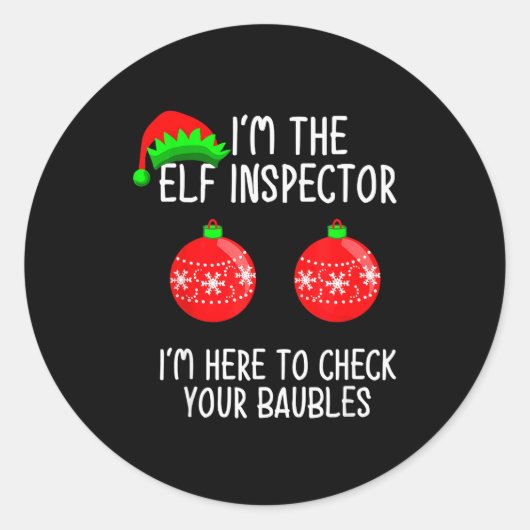 Sticker Rond I'm The Elf Inspector Funny Baubles Christmas Elf  (Devant)