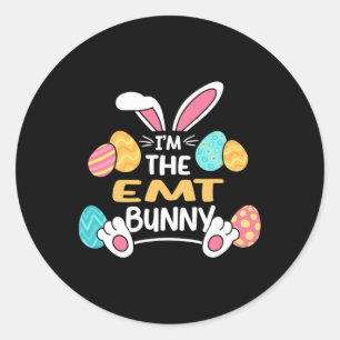 Sticker Rond Im The Emt Bunny Paramedic Pâques