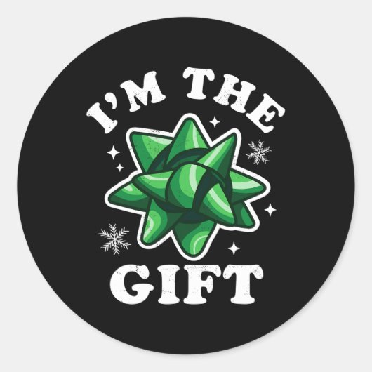 Sticker Rond I'm The Gift - Drôle laide pull de Noël - Noël (Devant)
