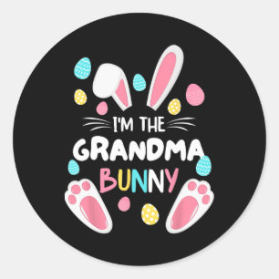 Sticker Rond I'm The Grandma Bunny Matching Family Easter Party