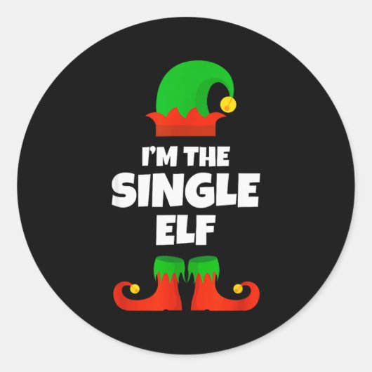 Sticker Rond I'm The Single Elf Family Pajama Christmas Funny (Devant)