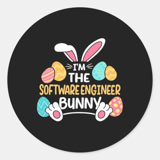 Sticker Rond Im The Software Engineer Bunny Developer Easter  (Devant)