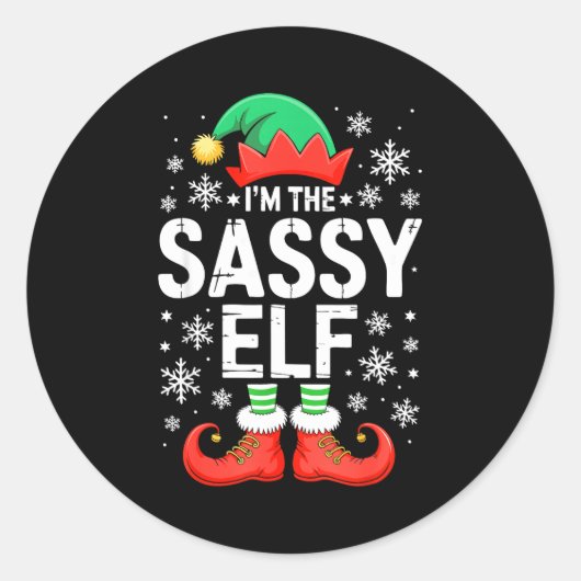 Sticker Rond I'm The Sy Elf Shirt Family Matching Christmas Cos (Devant)