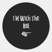 Sticker Rond I'm With Bee Halloween Costume Funny Couples Match (Devant)