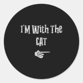 Sticker Rond I'm With Cat Halloween Costume Funny Couples Match (Devant)