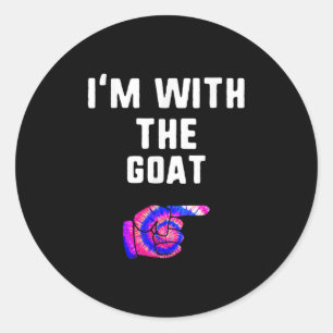 Sticker Rond I'm With Goat Tie Dye Halloween Matching