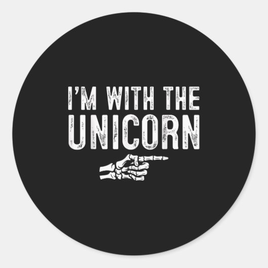 Sticker Rond I'm With The Unicorn Easy Costume Halloween Couple (Devant)