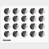 Sticker Rond Image Amoureux des chats noire avec citation motiv (Feuille)