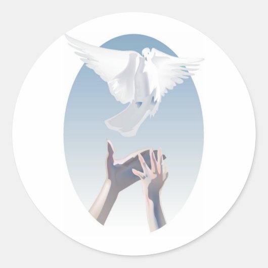 Sticker Rond Image couleur complète de la colombe et des mains (Devant)