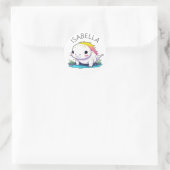 Sticker Rond Image Cute Kawaii Axolotl Personnalisée (Sac)