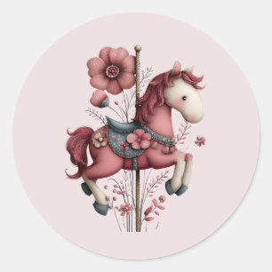 Sticker Rond Image de cheval de carrousel fantaisiste