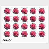 Sticker Rond Image de fleur de rose rouge élégante (Feuille)