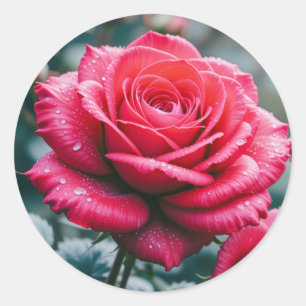 Sticker Rond Image de fleur de rose rouge élégante