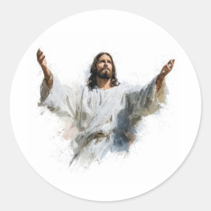 Sticker Rond Image de Jésus-Christ Art religieux moderne chréti
