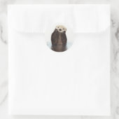 Sticker Rond Image de la faune de Cute Otter (Sac)