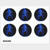 Sticker Rond Image De La Guitare Blues Sur Round Stiker (Feuille)