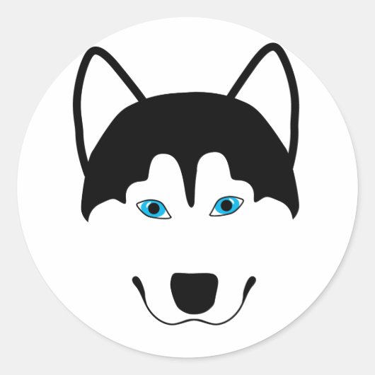 Sticker Rond Image de la race de chien de Cute Husky (Devant)