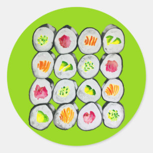 Sticker Rond Image de sushi mignon