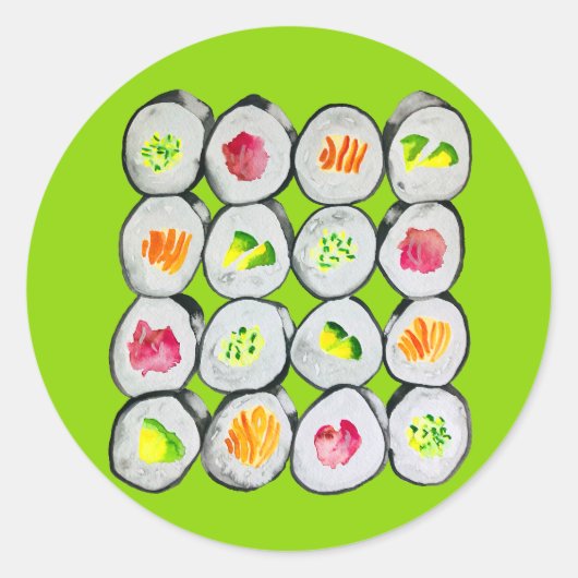 Sticker Rond Image de sushi mignon (Devant)