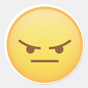 Sticker Rond image de visage jaune imoji en colère