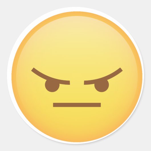 Sticker Rond image de visage jaune imoji en colère (Devant)