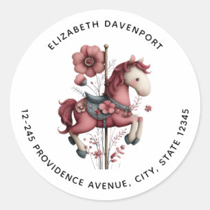Sticker Rond Image d'un cheval de carrousel fantaisiste Adresse