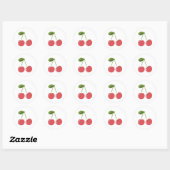 Sticker Rond Image graphique de cerise de dessin animé (Feuille)