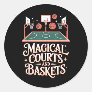 Sticker Rond Imaginaire Basketball Court Magique Brouillon Styl