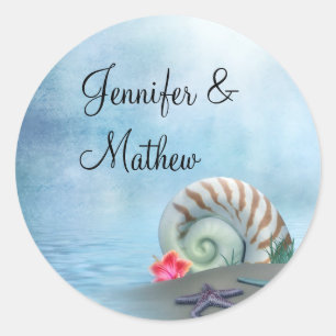 Sticker Rond Imaginaire Beach Enveloppe de mariage