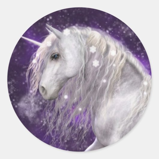 Sticker Rond Imaginaire blanc licorne (Devant)
