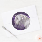 Sticker Rond Imaginaire blanc licorne (Enveloppe)