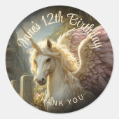 Sticker Rond Imaginaire blanc Pegasus Purple Ailes Unicorne Pie (Devant)