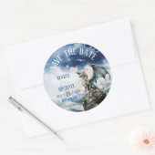 Sticker Rond Imaginaire Blue Dragon Wedding Enregistrer la date (Enveloppe)