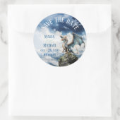 Sticker Rond Imaginaire Blue Dragon Wedding Enregistrer la date (Sac)