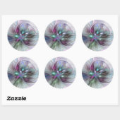 Sticker Rond Imaginaire coloré Abstrait Fleur fractale moderne (Feuille)