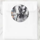 Sticker Rond Imaginaire de fée pluvieux rues de rêve monde (Sac)