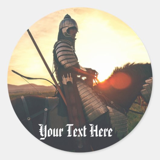 Sticker Rond Imaginaire de jeu Chevalier monté médiéval (Devant)