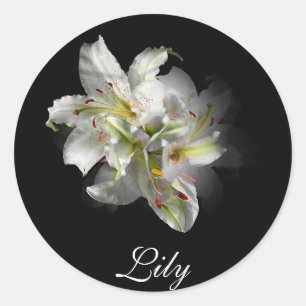Sticker Rond Imaginaire de lis blancs