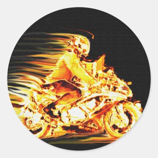 Sticker Rond Imaginaire de motocyclette de feu (Devant)