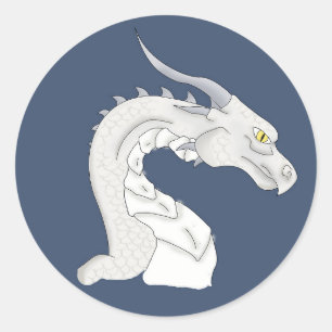 Sticker Rond Imaginaire Dragon blanc