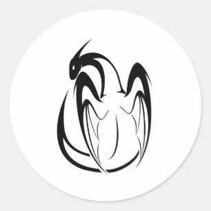 Sticker Rond Imaginaire Dragon noir et blanc