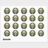 Sticker Rond Imaginaire du crâne (Feuille)