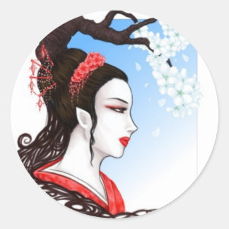 Sticker Rond Imaginaire Geisha