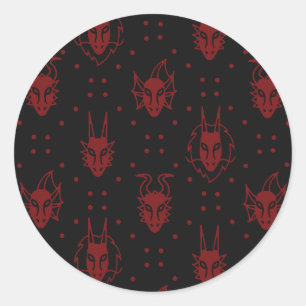 Sticker Rond Imaginaire noir et rouge Dragon Motif diamant