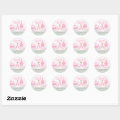 Sticker Rond Imaginaire rose princesse fête d'anniversaire (Feuille)