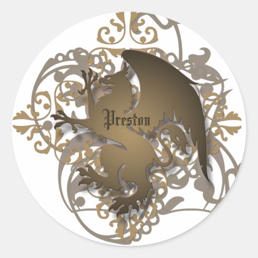 Sticker Rond Imaginaire urbain Griffin en bronze Ajouter nom St (Devant)