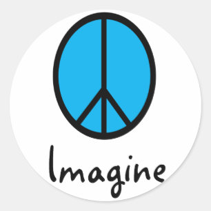 Sticker Rond Imaginez le symbole de paix BLEU