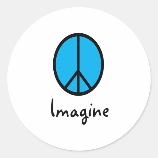 Sticker Rond Imaginez le symbole de paix BLUE (Devant)