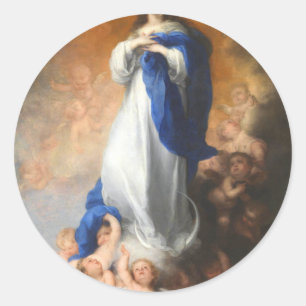 Sticker Rond Immaculate Conception de Virgin Mary Murillo